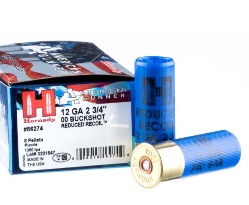 100 Rounds of 12ga Ammo by Hornady American Gunner Buck