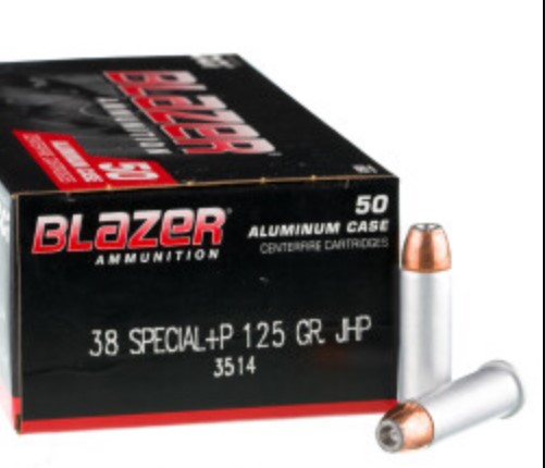 1000 Rounds of .38 Spl +P Ammo Blazer – 125gr JHP