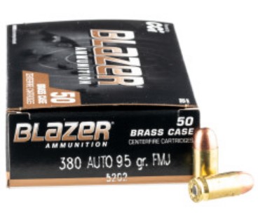 1000 Rounds of .380 ACP Ammo Blazer Brass – 95gr FMJ