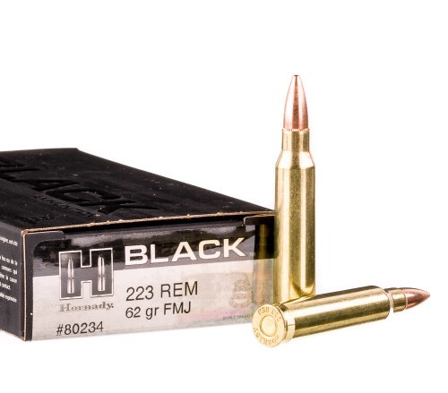 200 Rounds of .223 Ammo by Hornady BLACK – 62gr FMJ
