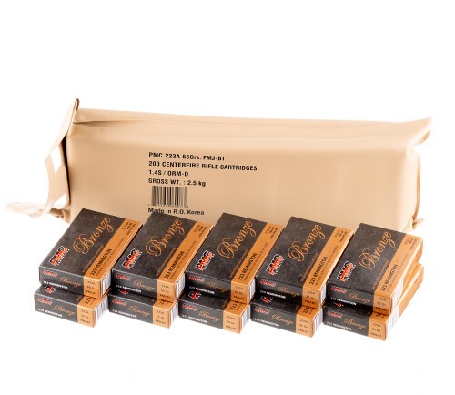 200 Rounds of .223 Ammo by PMC – 55gr FMJBT – Battle Pack