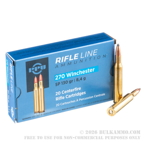 200 Rounds of .270 Win Ammo by Prvi Partizan – 130gr SP