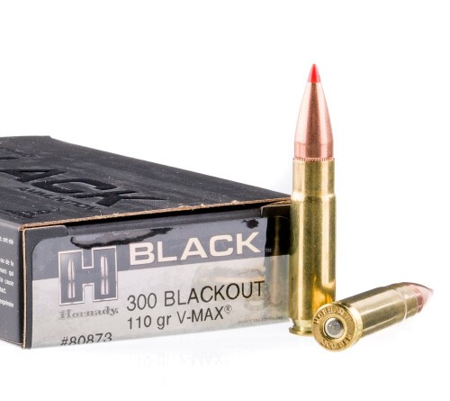 200 Rounds of .300 AAC Blackout Ammo by Hornady BLACK – 110gr V-MAX