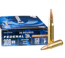 200 Rounds of .308 Win Ammo by Federal Power Shok – 150gr SP