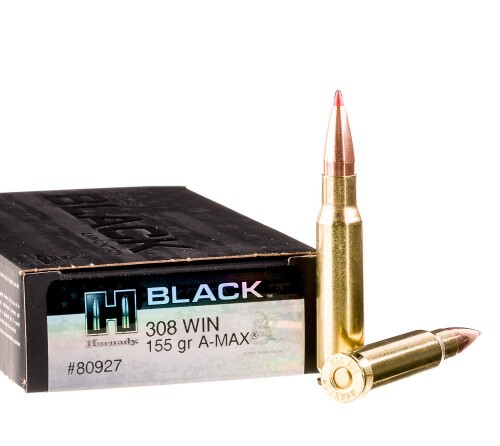 200 Rounds of .308 Win Ammo by Hornady BLACK – 155gr A-MAX