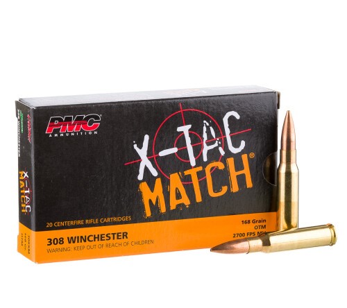 200 Rounds of .308 Win Ammo by PMC X-TAC Match – 168gr OTM
