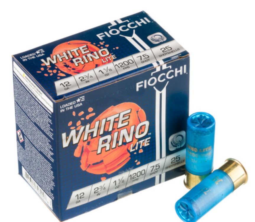 250 Rounds of 12ga Ammo by Fiocchi White Rino 7.5 shot