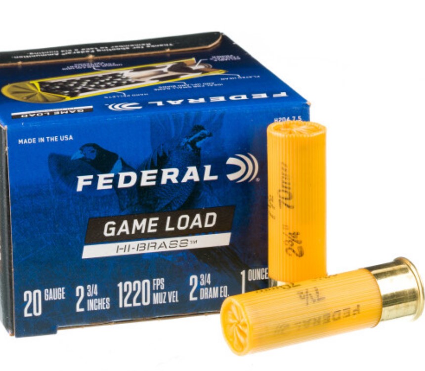 250 Rounds of 20ga Ammo by Federal Game Load Upland Hi-Brass 7.5 shot