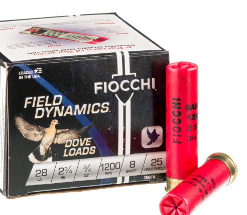 250 Rounds of 28ga Ammo by Fiocchi Dove Loads 0.75_8 shot
