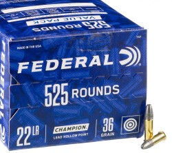 5250 Rounds of .22 LR Ammo by Federal Champion – 36gr LHP