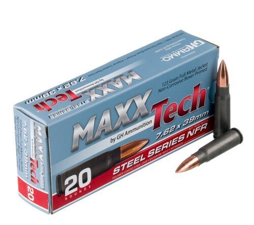 600 Rounds of 7.62×39 Ammo by MAXXTech Steel Series NFR – 123gr FMJ