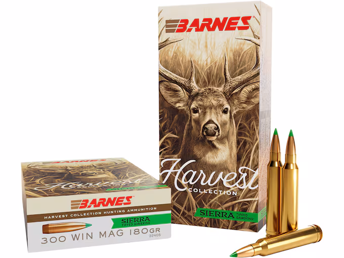 Barnes Harvest Collection 300 Winchester Magnum Ammo 180 Grain Box of 20