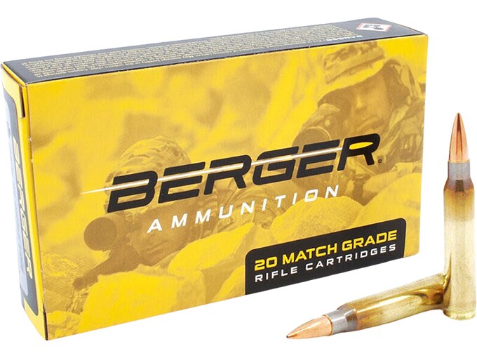 Berger Match Grade 223 Remington Ammo 77 Grain Match OTM Tactical Jacketed  Box of 20