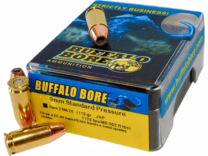 Buffalo Bore 9mm Luger Ammo 115 Grain Jacketed Hollow Point