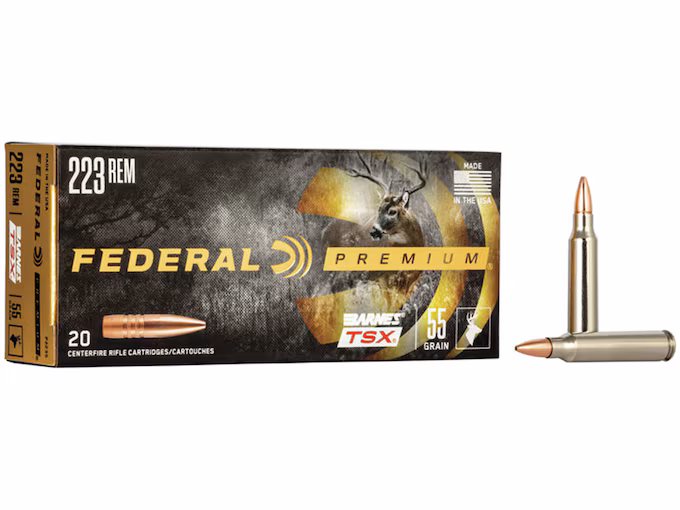 Federal Premium 223 Remington Ammo 55 Grain Barnes Triple-Shock X Solid Box of 20