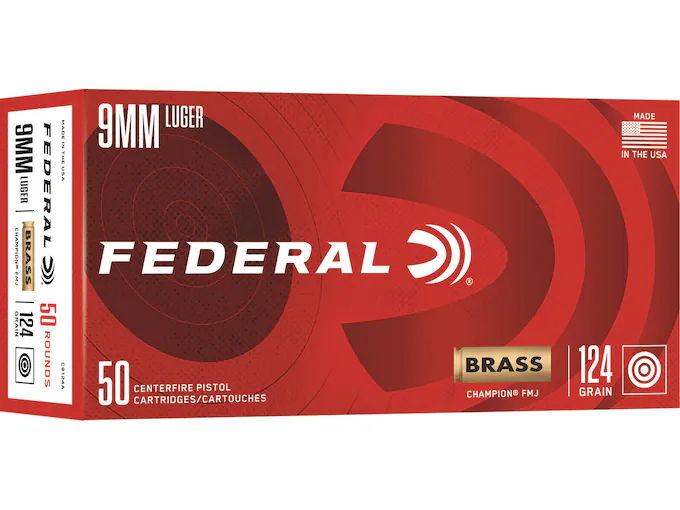 Federal Premium Champion 9mm Luger Ammo 124 Grain Full Metal Jacket