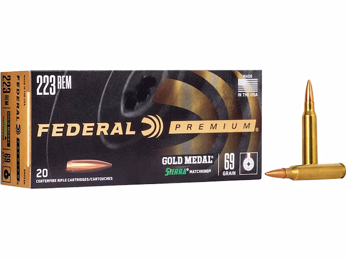 Federal Premium Gold Medal 223 Remington Ammo 69 Grain Sierra MatchKing Box of 20