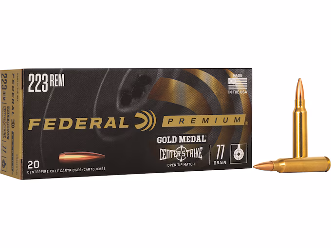 Federal Premium Gold Medal Centerstrike 223 Remington Ammo 77 Hollow Point