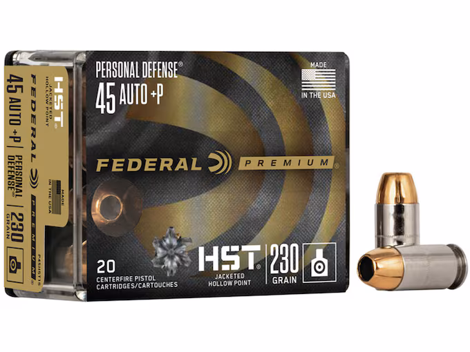 Federal Premium Personal Defense 45 ACP +P Ammo 230 Grain Federal HST Jacketed Hollow Point