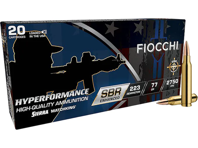 Fiocchi Hyperformance SBR Enhanced 223 Remington Ammo 77 Hollow Point