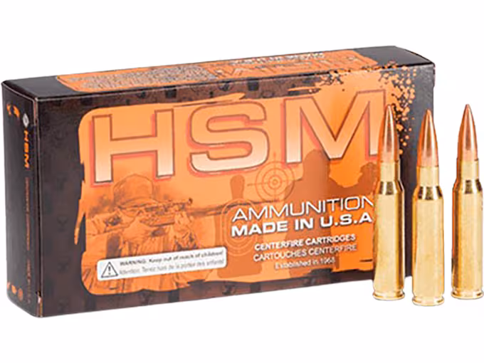 HSM 223 Remington Ammo 62 Grain Bonded Jacketed  Box of 50