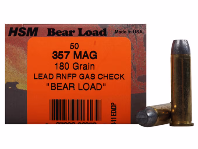 HSM Bear 357 Magnum Ammo 180 Grain Flat Nose
