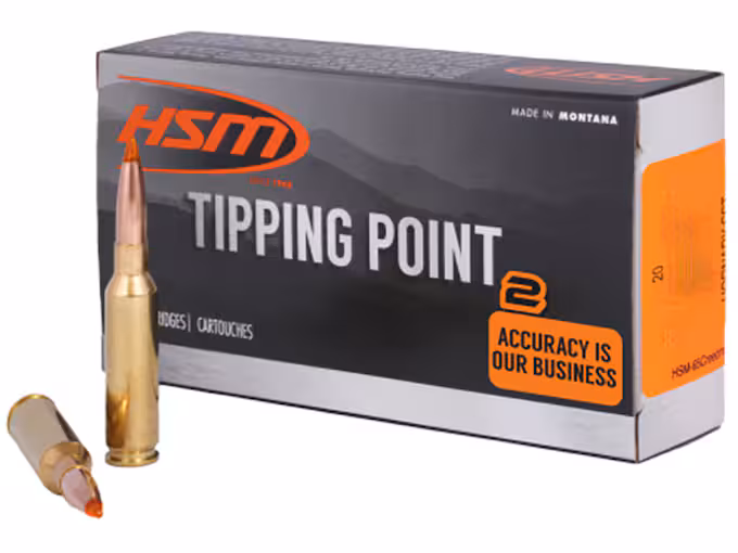 HSM Tipping Point 2 308 Winchester Ammo 165 Grain Hornady  Box of 20