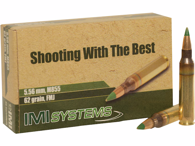 IMI M855 5.56x45mm NATO Ammo 62 Grain  Jacket (FMJ)