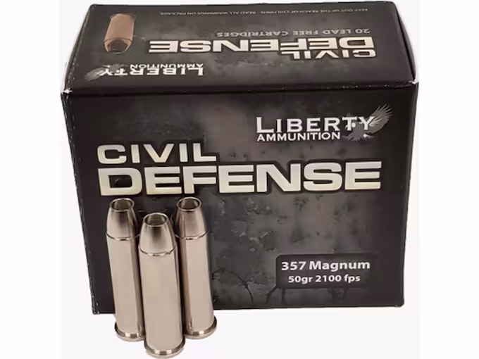 Liberty Civil Defense 357 Magnum Ammo 50 Grain Fragmenting Hollow Point Lead Free