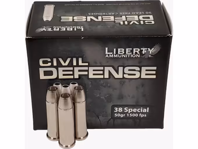 Liberty Civil Defense 38 Special Ammo 50 Grain Fragmenting Hollow Point Lead Free