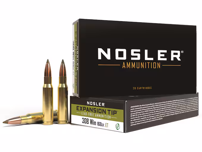 Nosler E-Tip 308 Winchester Ammo 168 Grain Nosler Expansion  Box of 20