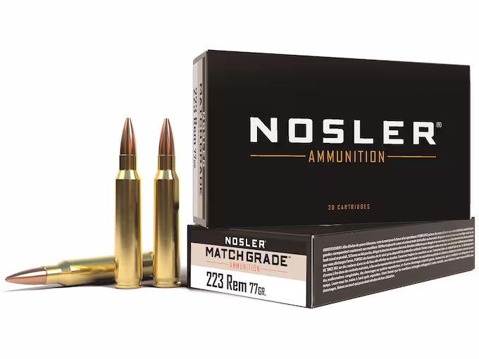 Nosler Match Grade 223 Remington Ammo 77 Grain Nosler Custom Competition  Box of 20