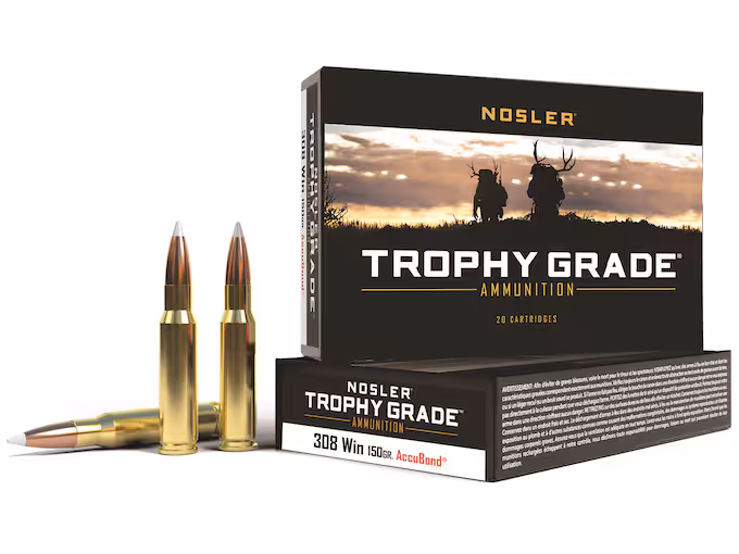 Nosler Trophy Grade 308 Winchester Ammo 150 Grain Nosler  Box of 20
