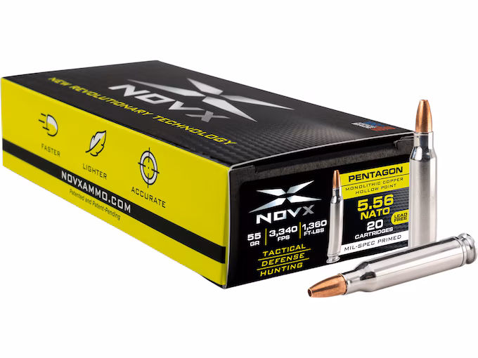 NovX Pentagon 5.56x45mm NATO Ammo 55 Grain Lead Free