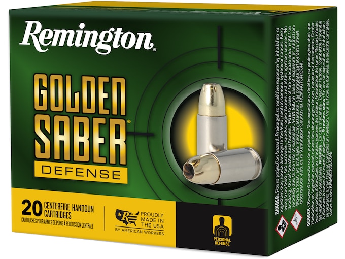 Remington Golden Saber Defense 9mm Luger +P Ammo 124 Grain Jacketed Hollow Point