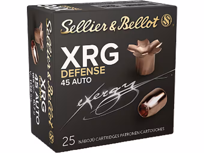 Sellier & Bellot XRG Defense 45 ACP Ammo 165 Grain Solid Hollow Point Lead Free