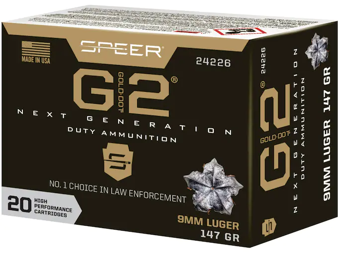 Speer Gold Dot G2 9mm Luger Ammo 147 Grain Speer G2 Polymer Tip