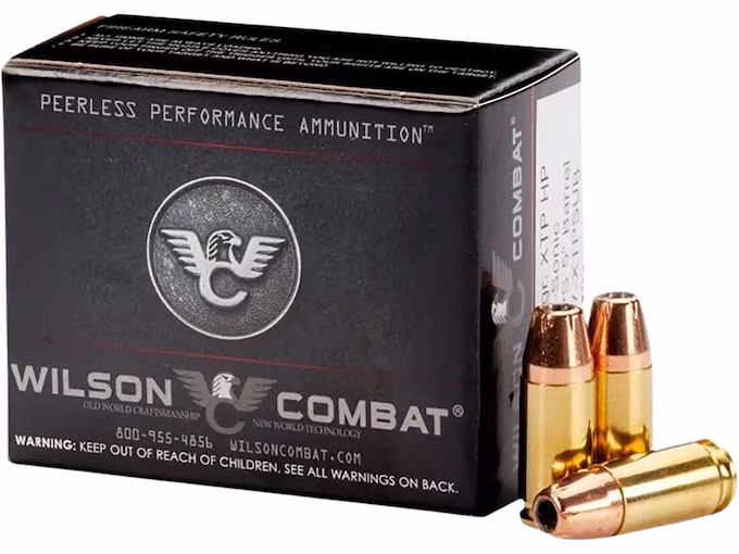 Wilson Combat 9mm Luger +P Ammo 124 Grain Hornady XTP Jacketed Hollow Point