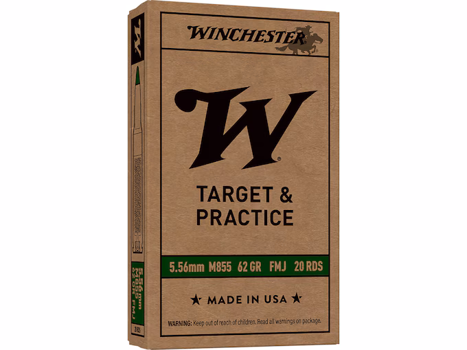 Winchester M855 SS109 5.56x45mm NATO Ammo Metal Jacket