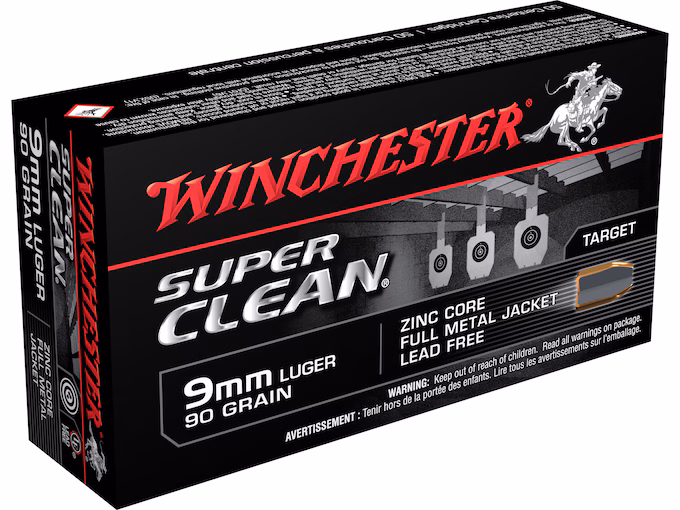 Winchester Super Clean NT 9mm Luger Ammo 95 Grain Winchester Super Clean Full Metal Jacket Lead Free